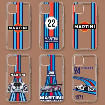Martini Racing Juostele Telefono dėklas Skirtas iPhone 11 12 Mini Pro 13 14 XS Max X 8 7 6s Plius 5 SE XR Skaidri Korpuso