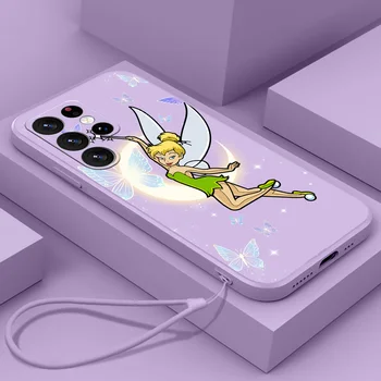 Tinker Bell Anime Telefono Dėklas Samsung S22 S23 S20 S21 Fe S10 20 Pastaba 10 Ultra Lite Plius Skystis Virvę Funda Dangtis