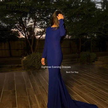 Eightree Royal Blue Vintage Vakaro Suknelės Undinė Ilgomis Rankovėmis Satino Vestidos De Gala 2023 Vestidos Para Eventos Especiales