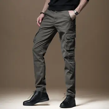 Rudenį Nauji vyriški Darbo Kelnės Slim tendencija aukštos kokybės multi-pocket atsitiktinis kelnės lauko bėgiojimas taktinės kelnės, vyriški drabužiai