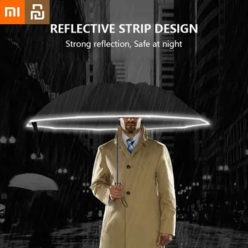 Youpin Xiaomi šviesą Atspindinčios Juostelės Skėtis 10 Kaulai Visiškai Automatinio Reverso Veidrodėliai Saulės Vėjo ir Rainproof Skėtis