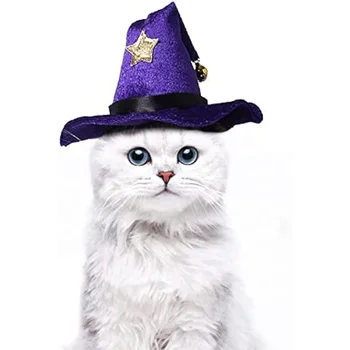 ATUBAN Pet Halloween Kostiumai Skrybėlę, Katę Wizard Hat Šuniškas Ragana Skrybėlę Apranga Burtininkas Mažų Šunų Skrybėlę cosplays katė / šuo kostiumas