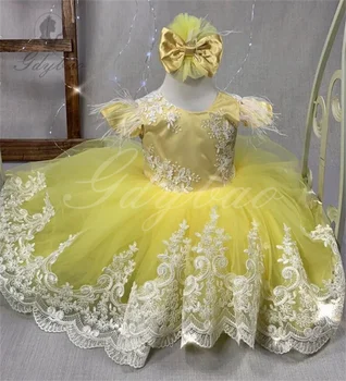 Mergina Suknelė Princesė Gėlių Mergaičių Suknelės Mielas Lankas Baby Girl Dress Gimtadienio Suknelės, Pirmosios Komunijos Suknelė