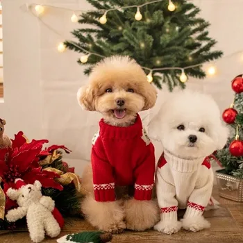 Žiemą Šunelis Megztinis Kalėdų Mielas Šunys, Drabužiai Šuniukas, Mažos Ir Vidutinės Šunys Sweatshir Dangomis, Šiltas Bosas Čihuahua Apranga Perro