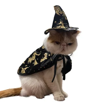2vnt/komplektas Mažylis Kitty Cat Moliūgų Helovinas Kostiumas Pet Skrybėlę, Šuo Šalis Dress Up Cute Galvos Apdailos Kostiumas Kepurės Naminių Kačių vedlys apsiaustu