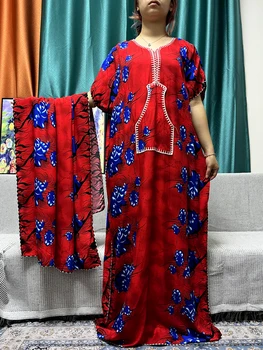 Abayas Moterų Maldos Drabužiu Tradicinių Spausdintų Gėlių Medvilnės Boubou Prarasti Femme Skraiste, Afrikos, Islamo Suknelės 160x70cm Šalikas