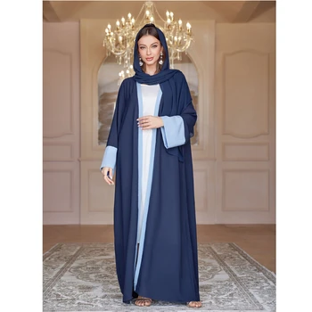 Eid Mubarakas Djellaba Šifono Kimono Megztinis Musulmonų Moterų Suknelė, Hijab Atidaryti Priekiniai Abaja Dubajus Turkija Kaftan Femme Musulman Abayas