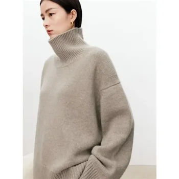 Mados aukštos kokybės grynos vilnos, vilnos megztinis moterims prarasti sustorėjimas, tingus vėjas megztinis mezgimo apačioje šiltas megztinis