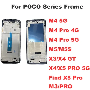 Už Xiaomi Poco C40 C 55 M3 M4 M5 M5S Rasti X5 X3 X4 PRO GT 4G 5G Viduryje Rėmas Priekiniai Lcd sienelėmis Bezel Plokštė Faceplate