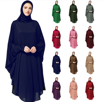 Eid Gobtuvu Moterų Maldos Drabužis-Suknelė Musulmonų Orinės Ilgai Hijab Abaja Khimar Arabų Islamo Aprangos Pilnas Draudimas Burqa Nikab Chalatai