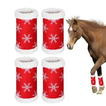 Arklių Kojų Apsiaustas Žiemos 4pcs Pliušinis Raudonojo Arklio Kojos Apsiaustas Snaigės Modelio Kalėdų Arklių Kojų Rankovėmis, Minkšta Arklio Kojos Rankovėmis