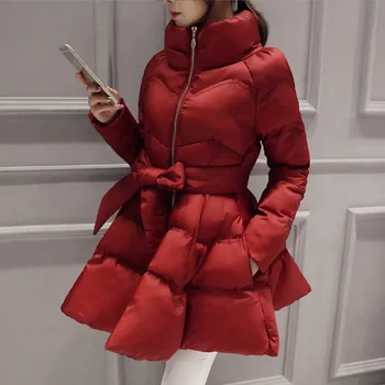 2023 Žiemos Paltai Moterims Šiltas Medvilnė Paminkštinimas Striukė Dangomis, Raudona Korėjos Mados Moteriški Parko Aukštos Kokybės Parkas Manteau Femme Outwear
