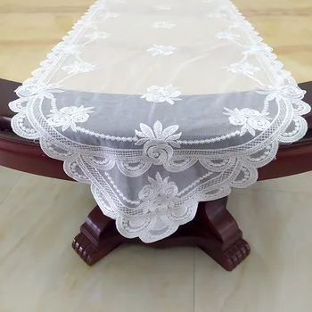 Akių dugno siuvinėjimo vėliavos lentelė nėrinių dekoratyvinis staltiesė ilgas stalas, mat tirpsta vandenyje siuvinėjimo rankdarbių stalo apdailos