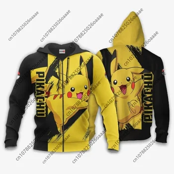 2024 Pokemon Pikachu 3d Spausdinimo Vyrų Hoodie Moterų Atsitiktinis Marškinėlius PKM Užtrauktukas Hoodie Mados Streetwear Puloveris Hoodie