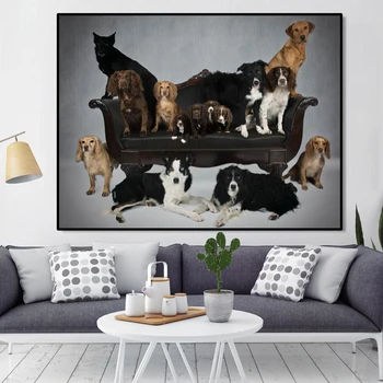 Modernus Gyvūnų, Plakatų ir grafikos Sienos Meno Tapybos Drobės Gražių Šunų Šeimos Nuotraukas Kambarį Namų Dekoro be Rėmelio