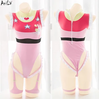 AniLV Japonų Anime OSHI NE KO Hoshino Ai Rožinė Bodysuit Jumpsuit maudymosi kostiumėlį, Cosplay Kostiumai