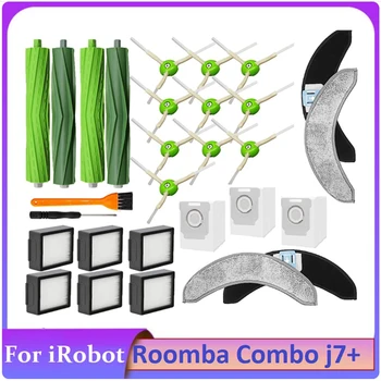 29PCS Aksesuarų, Dalių Rinkinys Už Irobot Roomba Combo J7+ Robotų Dulkių siurblys Guminiai Šepečiai Filtrai Šoniniai Šepečiai Mop Krepšiai