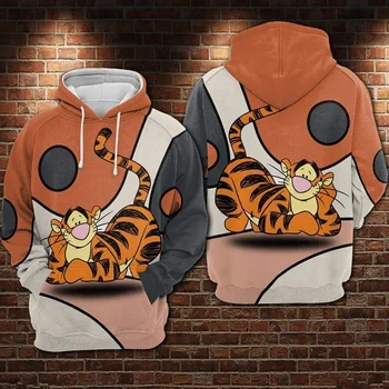 Tigras Animacinių filmų Mikė Pūkuotukas Kai kuriems Yra Lemta Pavyks Kai kurie Nustatomi Per Spausdinti 3D Hoodie Zip Hoodie