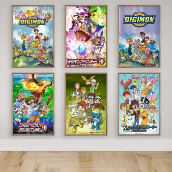 Anime Digimon Nuotykių Plakatas Spaudinių Sienos Meno Tapybos Drobės Plakatas Šiuolaikinės Šeimos Kambarį, Namų Dekoro