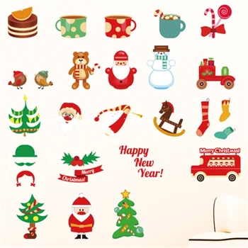 Linksmų Kalėdų Dieną Animacinių Filmų Plakatą, Sienų Lipdukai Kalėdų Snaigės, Sniego Medžio, Stiklo Lipdukas Durų Parduotuvė Dekoro Lipduko