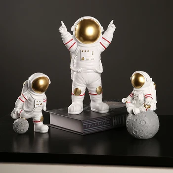 3Pcs Kūrybos Astronautas Figūrėlės Dervos Amatų, Vaikų Kambarys Ornamentu Šiaurės Astronautas Skulptūra Darbalaukio Dekoracija Namuose