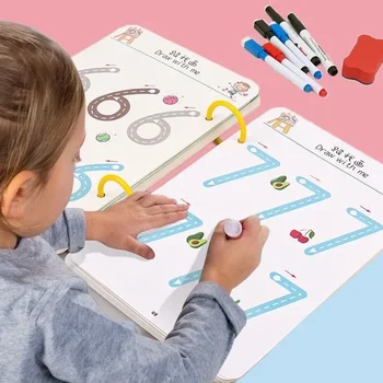 Stebuklinga Sekimo Darbaknygę Montessori Knygų Vaikams Pen Kontrolės Mokymo Daugkartinio naudojimo Kaligrafija Copybook Vaikų Švietimo