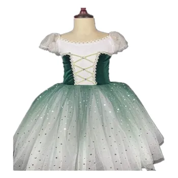 Aukštos kokybės Giselle Baleto lady suknelė trumpomis Rankovėmis, Baleto Suknelė moterims burbulas rankovėmis Etape kostiumai žalia, uždusęs gazas sijonas