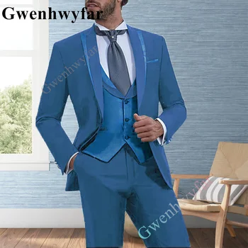 Gwenhwyfar Vestuvių Suknelė 2023 Slim Fit Prabangūs Kostiumai Vyrams Homme Kostiumas Aukštos Kokybės Mados Vyras Švarkas Kelnės, Liemenė