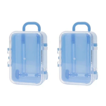 2X Blue Mini Volas Kelionės Lagaminą Saldainių Dėžutė Asmenybės Kūrybos Vestuvių Saldainių Dėžutė Bagažo Vežimėlio Atveju Saugojimo Dėžutė