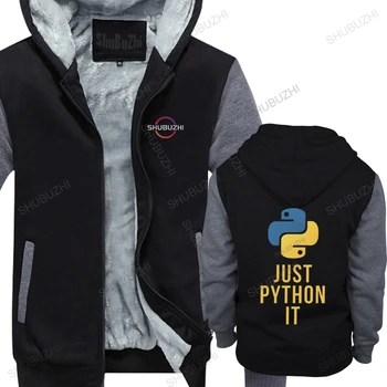 Juokingi vyriški Įkvėpimo Tiesiog Python tai žiemos bliuzono Medvilnės Kūrėjas hoodie Programavimo Kalbos Kodą, Programuotojas šilta palaidinukė Viršuje