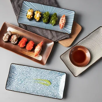 9.8 colių Japonijos Vakarienė Plokštės Keramikos Suši Plokštė Žuvies Vakarienė Patiekalų Stačiakampis Namų apyvokos Indai