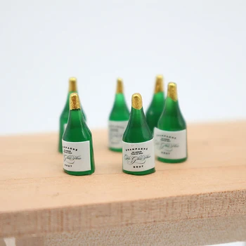 6Pcs 1/12 Lėlių Modeliavimas Vyno Butelių Lėlių Šampano Butelį Modelis Lėlės Namas Gėrimų Apdailos Reikmenys