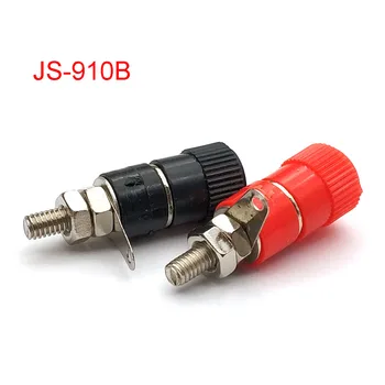 JS-910B 4mm Red&Black Bananų Lizdas Profesinės Privalomas Po Veržle Banana Plug Jungtis Nikeliuotas už 4mm Banana Plug