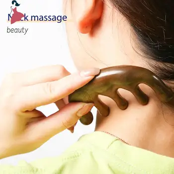 Kaklo Massager Galvos Meridian Masažas Combwood Penkių Pločio Dantų Šukos Akupunktūros Terapija Kraujo Apytaką Anti-static Sklandžiai Plaukų