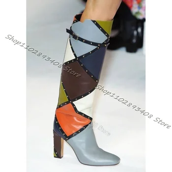 Mišraus Jungimo Kniedės Dekoro Batai Pažymėjo Tne Stiletto Kulniukai Batai Moterims Pavasario Nauja Mada Batai 2023 Zapatos Para Mujere
