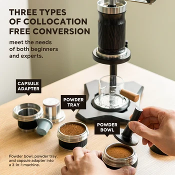 Manual Espresso Kavos Aparatas, Kempingas, Lauko Pelninga Kavos virimo aparatas su Nespresso Kapsulės Aadapter Turėtojas Milteliai Bowl & Dėklas
