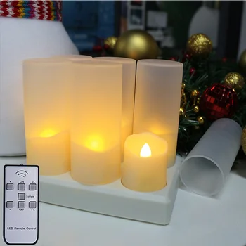 6pcs Flameless LED Tealight Žvakių Šviesos su Timer Remote Control USB Įkrovimo Tealights dėl Vestuvių, Gimtadienio, Kalėdų